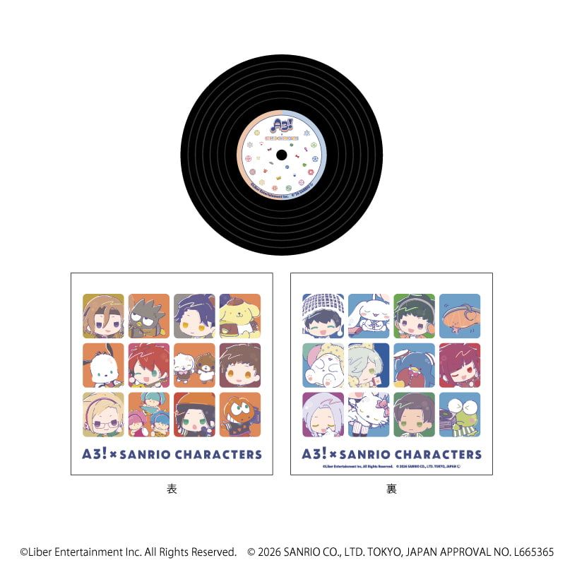 レコード風コースター「A3!×Sanrio characters」02/秋組&冬組(コラボイラスト)