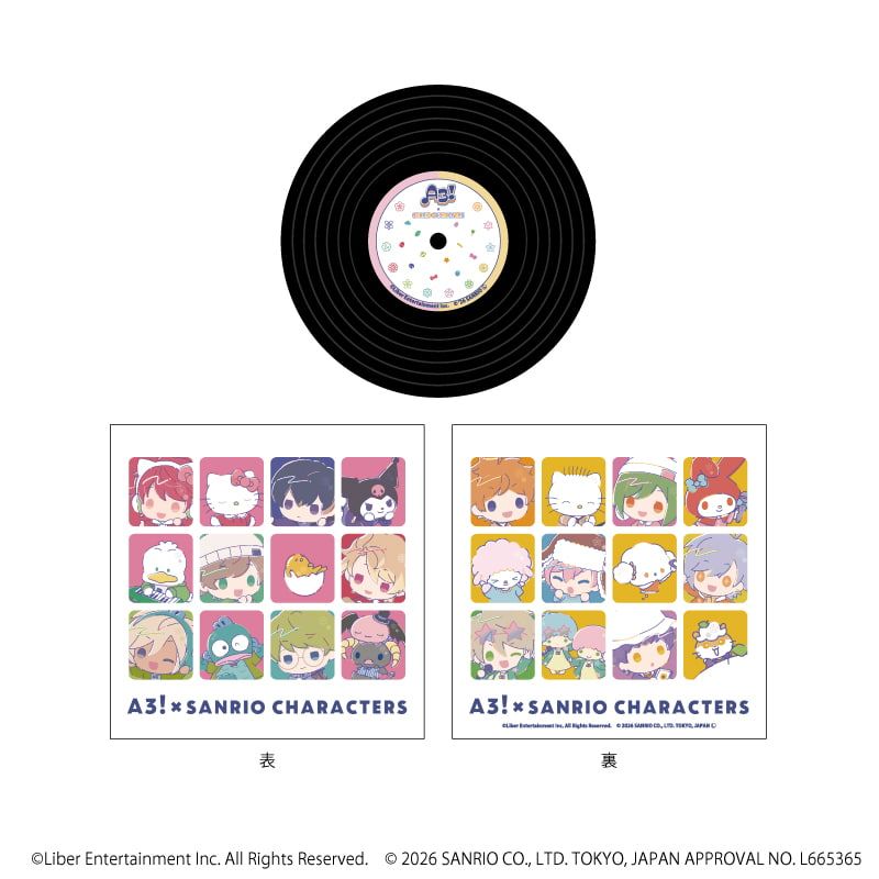 レコード風コースター「A3!×Sanrio characters」01/春組&夏組(コラボイラスト)