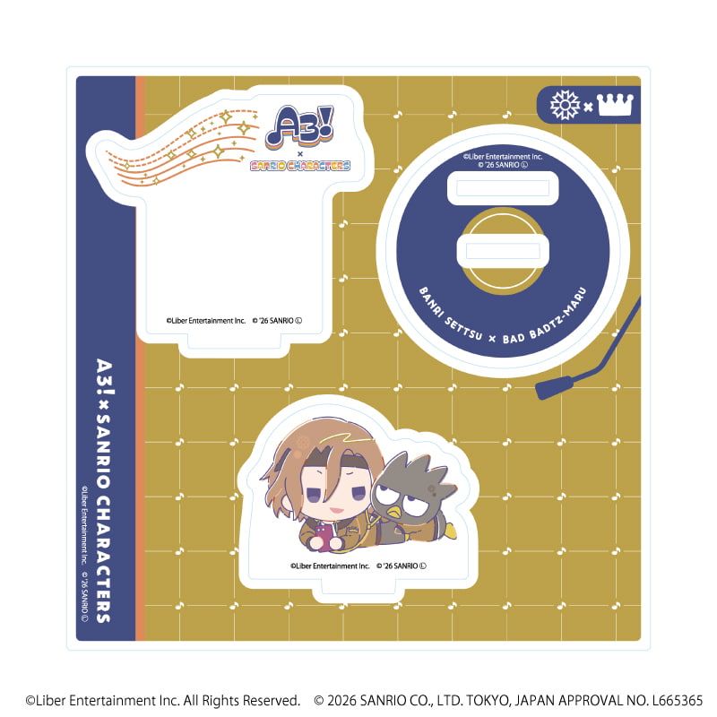 アクリルスタンドプレート「A3!×Sanrio characters」37/摂津 万里×バッドばつ丸(コラボイラスト)