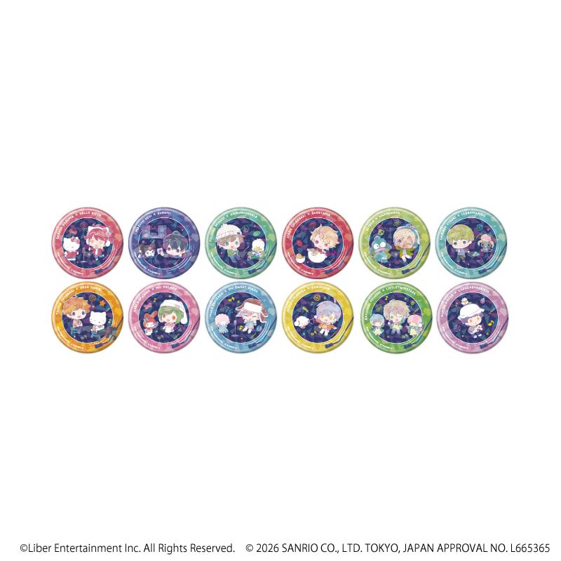 ホログラム缶バッジ(57mm)「A3!×Sanrio characters」01/コンプリートセット(全12種)春組&夏組(コラボイラスト)