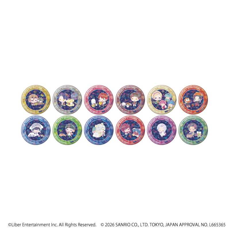ホログラム缶バッジ(57mm)「A3!×Sanrio characters」02/ブラインド(12種)秋組&冬組(コラボイラスト)