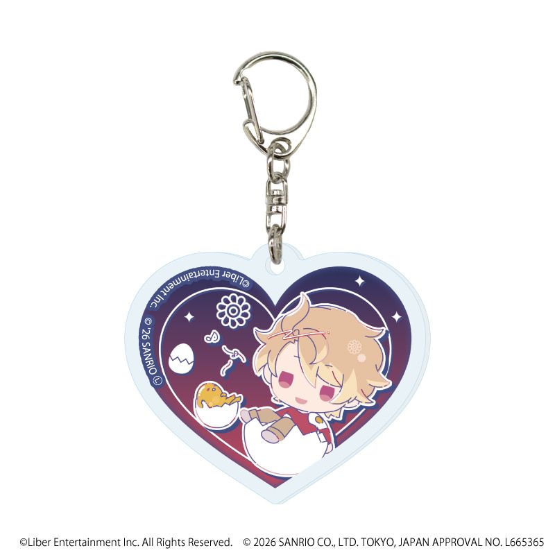ハート形アクリルキーホルダー「A3!×Sanrio characters」01/ブラインド(12種)春組&夏組(コラボイラスト)