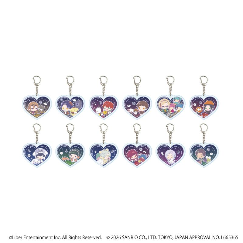 ハート形アクリルキーホルダー「A3!×Sanrio characters」02/ブラインド(12種)秋組&冬組(コラボイラスト)