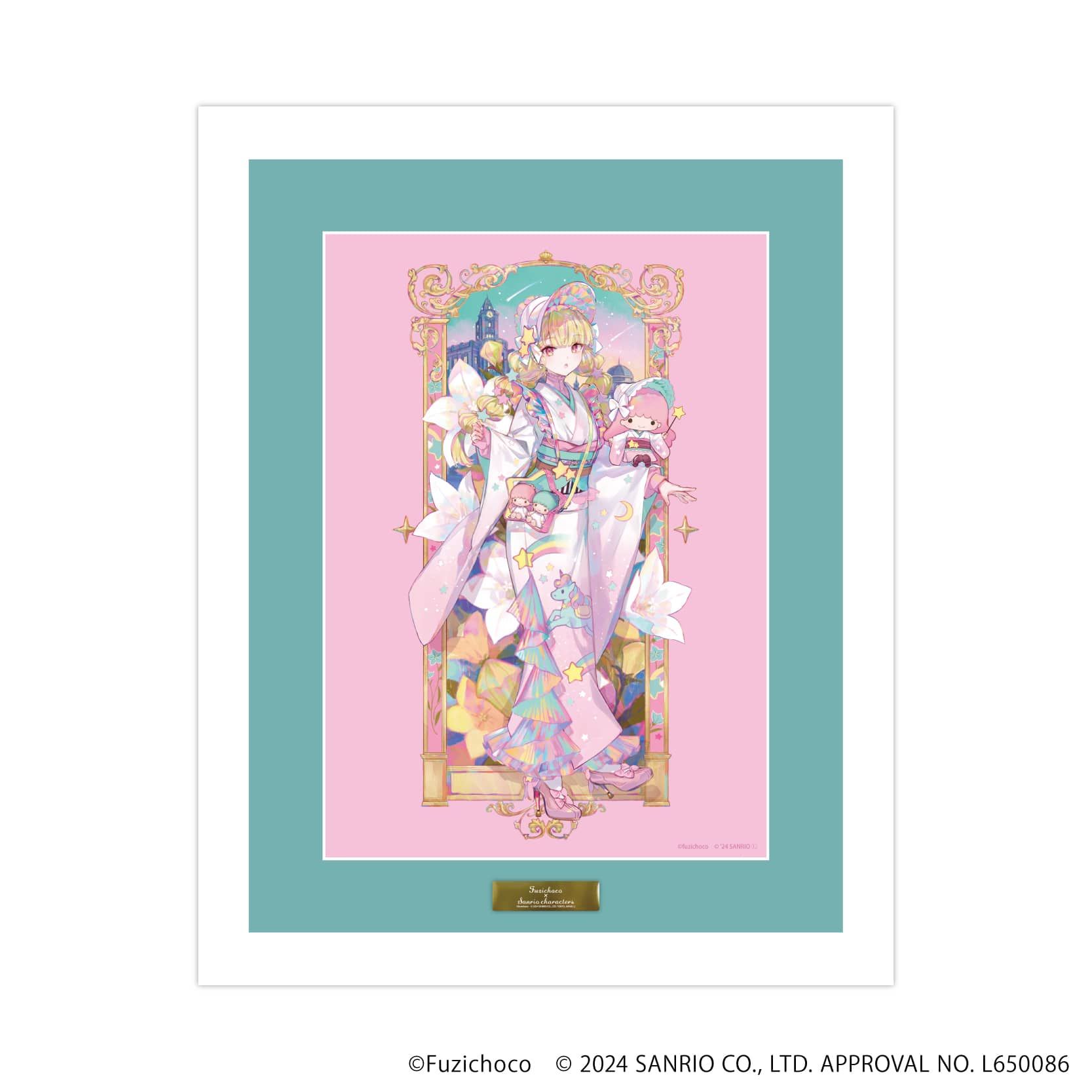 高精細複製原画（額付き）「藤ちょこ×サンリオキャラクターズ」03/リトルツインスターズ ララver.(コラボイラスト)