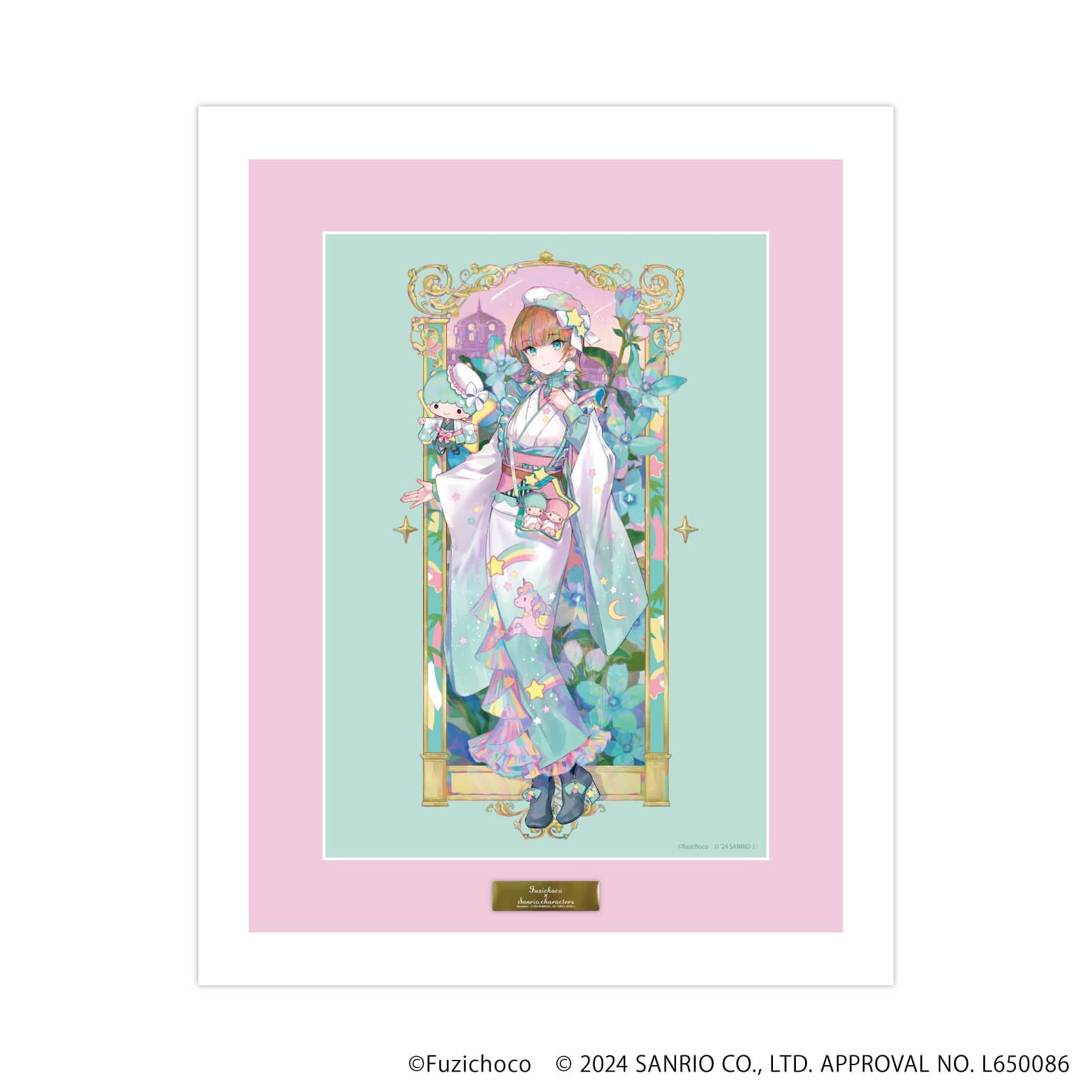 高精細複製原画（額付き）「藤ちょこ×サンリオキャラクターズ」02/リトルツインスターズ キキver.(コラボイラスト)