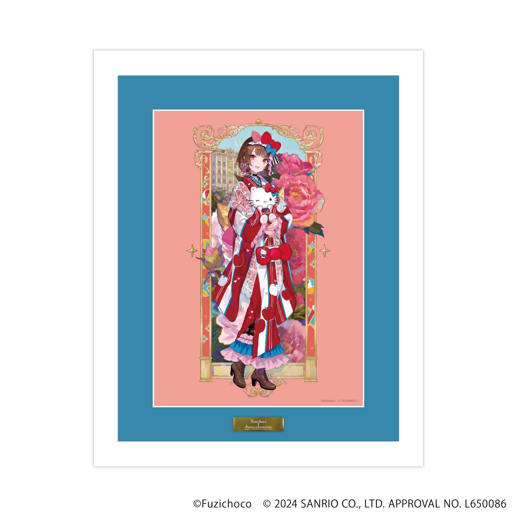 高精細複製原画（額付き）「藤ちょこ×サンリオキャラクターズ」01/ハローキティver.(コラボイラスト)