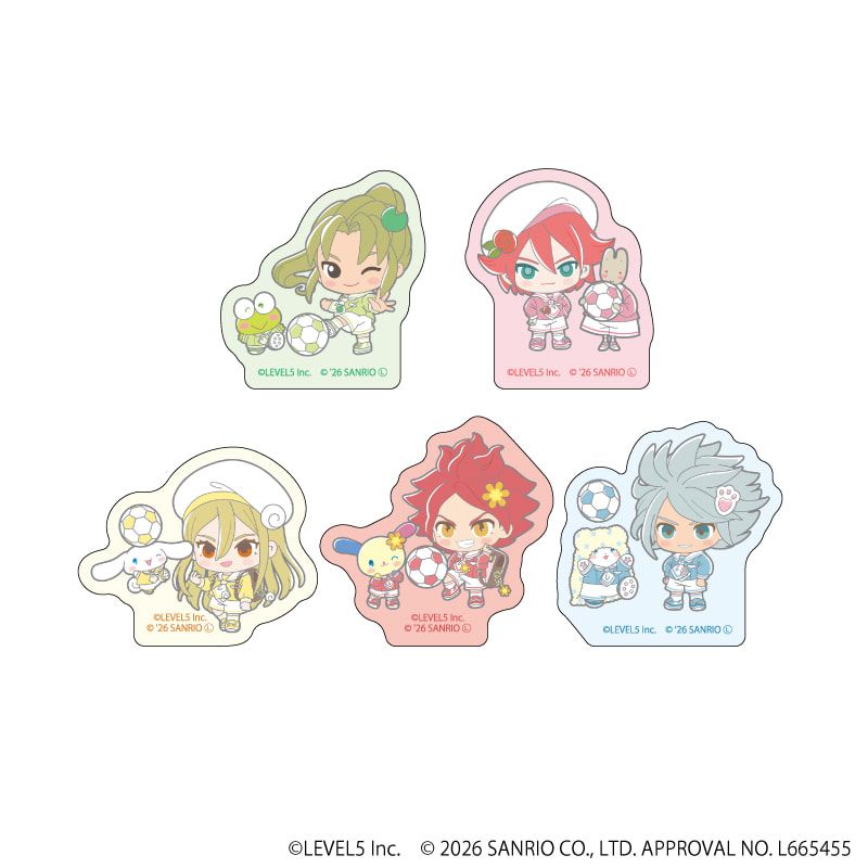 フレークシール(5枚セット)「イナズマイレブン×サンリオキャラクターズ」04/デザインB(コラボイラスト)