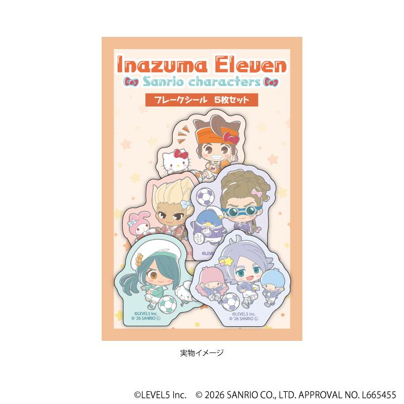 フレークシール(5枚セット)「イナズマイレブン×サンリオキャラクターズ」03/デザインA(コラボイラスト)