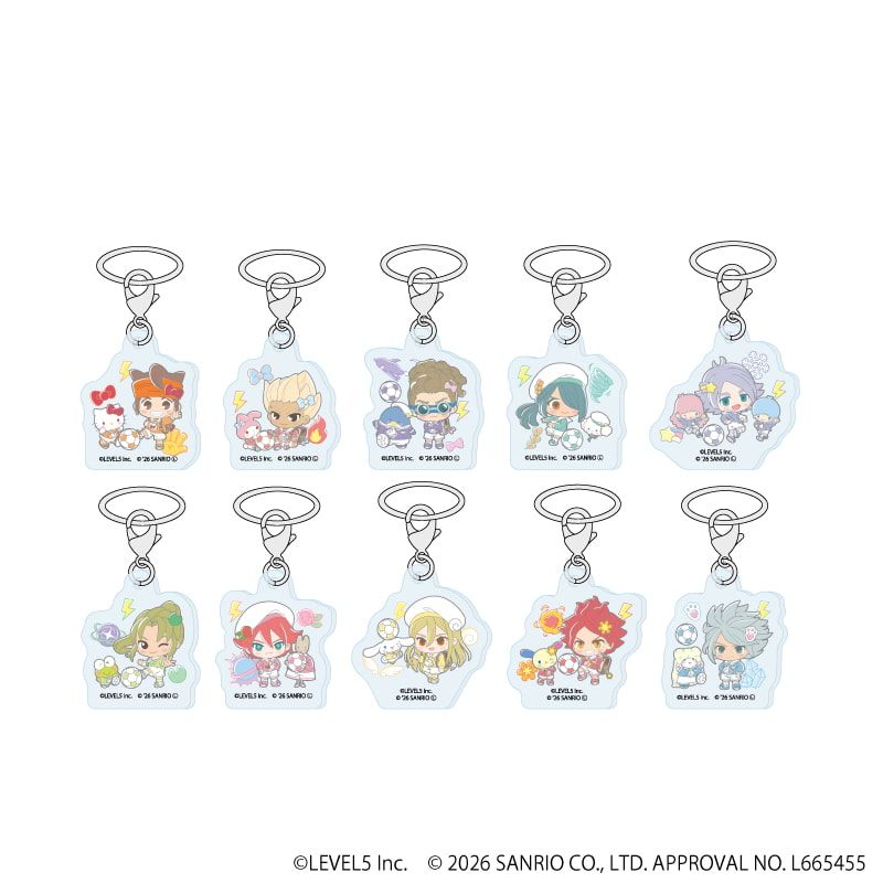 めじるしチャーム「イナズマイレブン×サンリオキャラクターズ」01/コンプリートセット(全10種)(コラボイラスト)