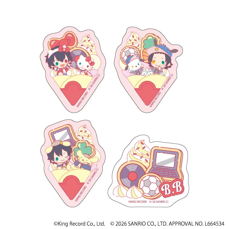 フレークシール(4枚セット）「ヒプノシスマイク SANRIO NAKAYOKU EDIT」01/Buster Bros!!!(コラボイラスト)