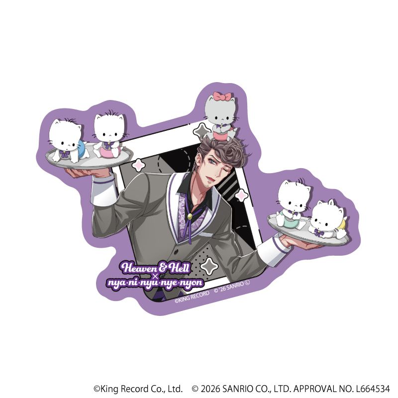 ダイカットステッカー「ヒプノシスマイク SANRIO NAKAYOKU EDIT」18/天国 獄×ニャニィニュニェニョン(コラボイラスト)