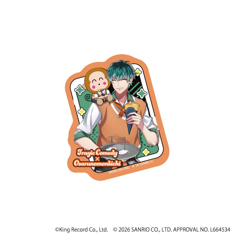 ダイカットステッカー「ヒプノシスマイク SANRIO NAKAYOKU EDIT」13/白膠木 簓×おさるのもんきち(コラボイラスト)