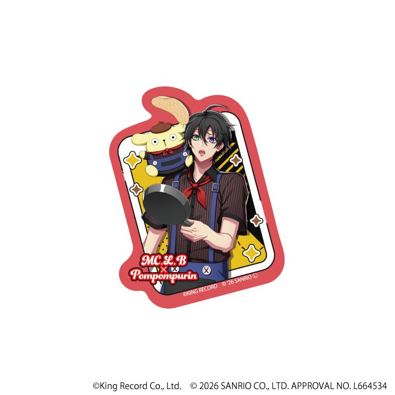 ダイカットステッカー「ヒプノシスマイク SANRIO NAKAYOKU EDIT」03/山田 三郎×ポムポムプリン(コラボイラスト)