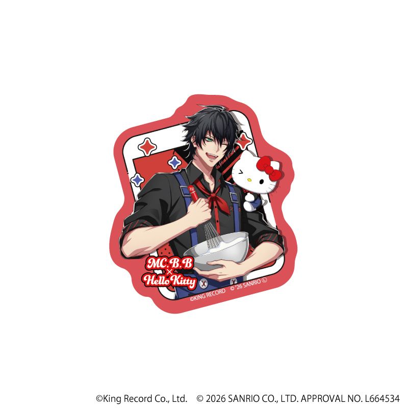 ダイカットステッカー「ヒプノシスマイク SANRIO NAKAYOKU EDIT」01/山田 一郎×ハローキティ(コラボイラスト)