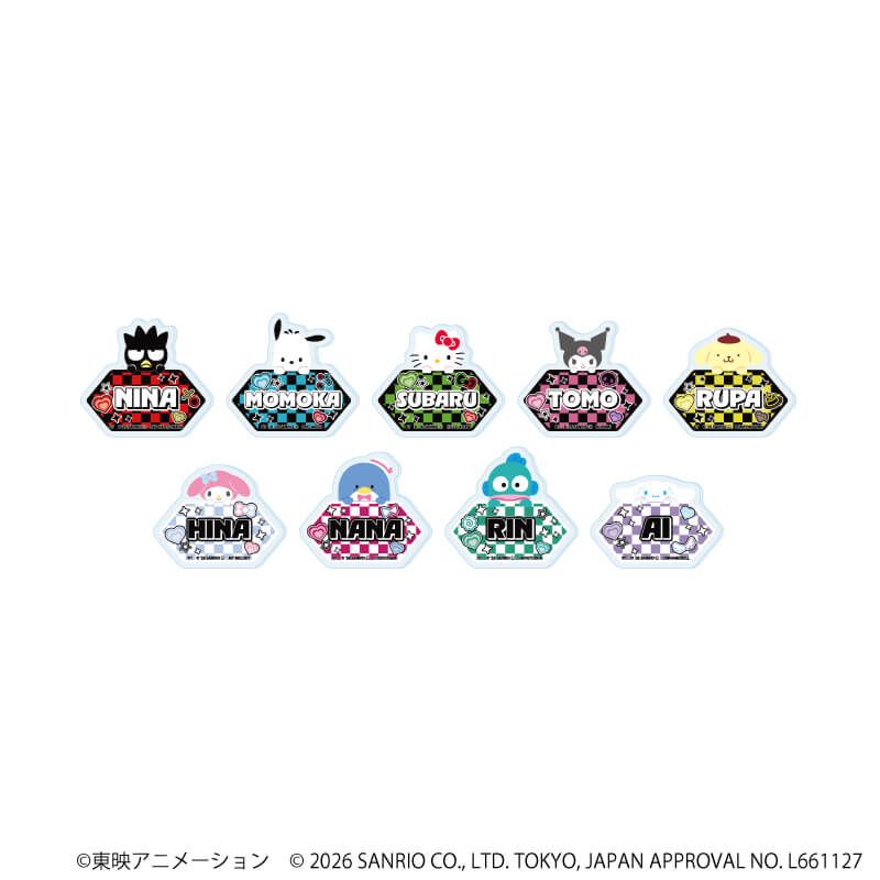 おなまえアクリルプレートバッジ「ガールズバンドクライ×サンリオキャラクターズ」01/コンプリートセット(全9種)(コラボイラスト)