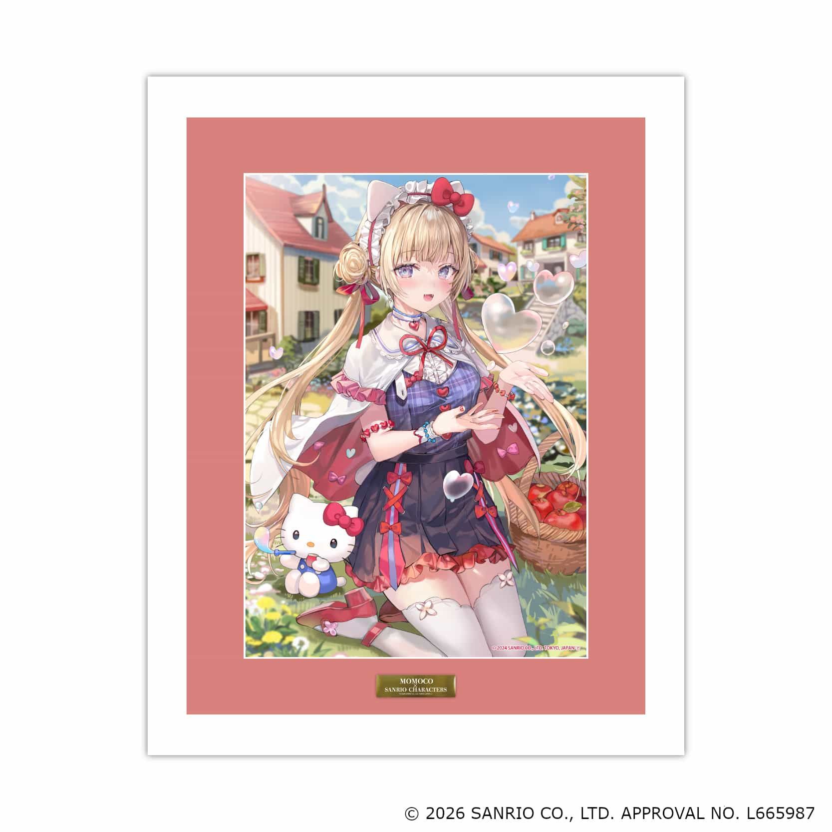 高精細複製原画（額付き）「ももこ×サンリオキャラクターズ」01/ハローキティ(コラボイラスト)