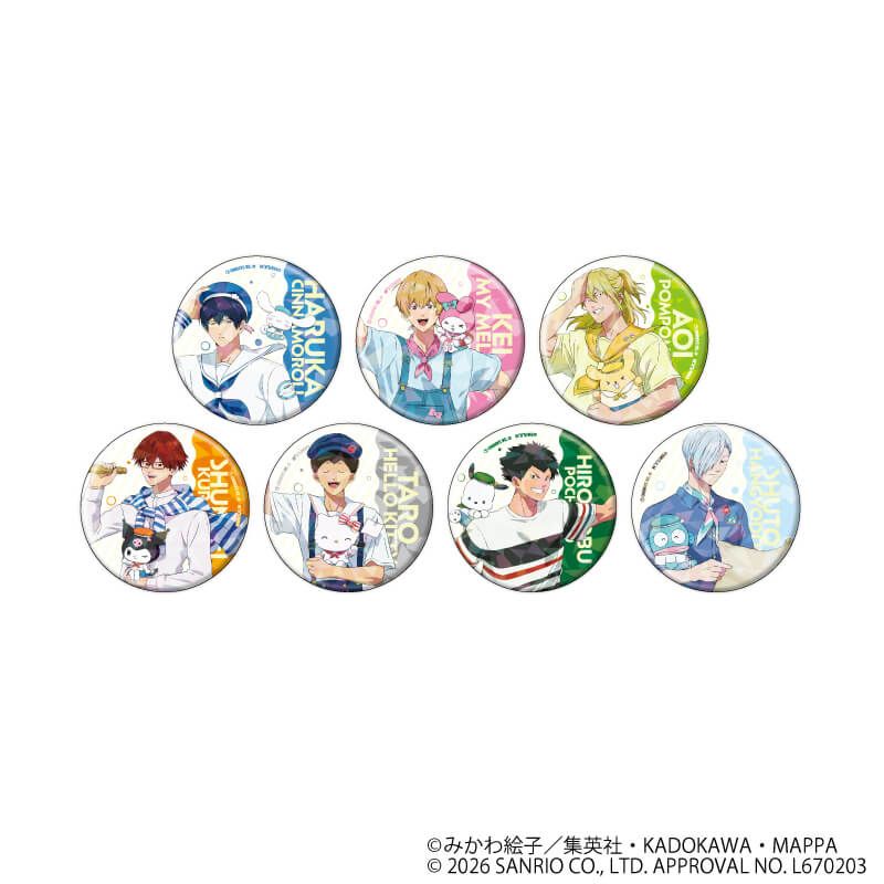 ホログラム缶バッジ「忘却バッテリー×サンリオキャラクターズ」01/コンプリートセット(全7種)(コラボイラスト)