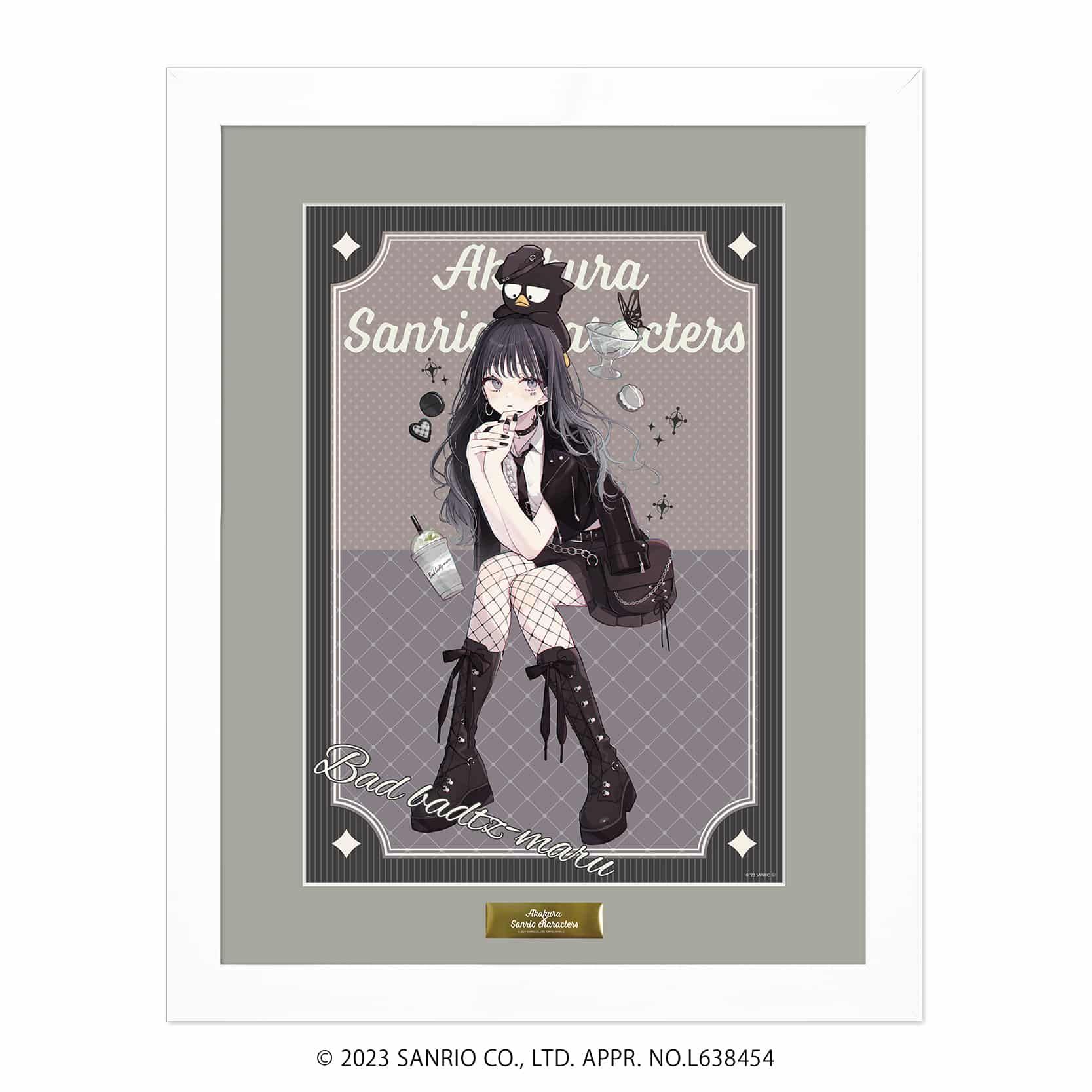 高精細複製原画（額付き）「赤倉×サンリオキャラクターズ」11/バッドばつ丸(描き下ろしイラスト)