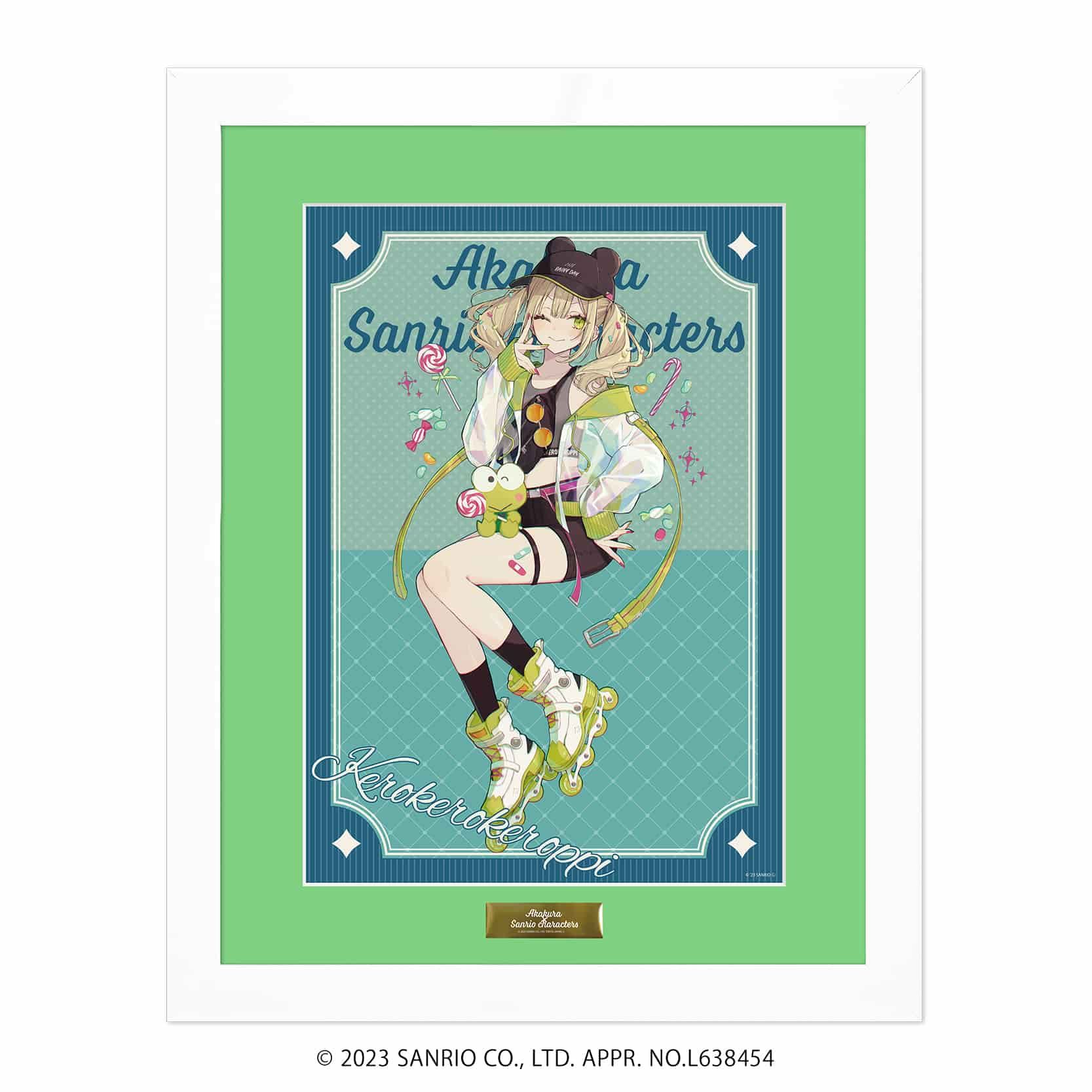 高精細複製原画（額付き）「赤倉×サンリオキャラクターズ」07/けろけろけろっぴ(描き下ろしイラスト)
