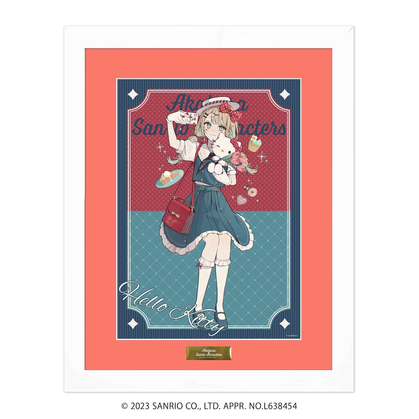 高精細複製原画（額付き）「赤倉×サンリオキャラクターズ」03/ハローキティ(描き下ろしイラスト)