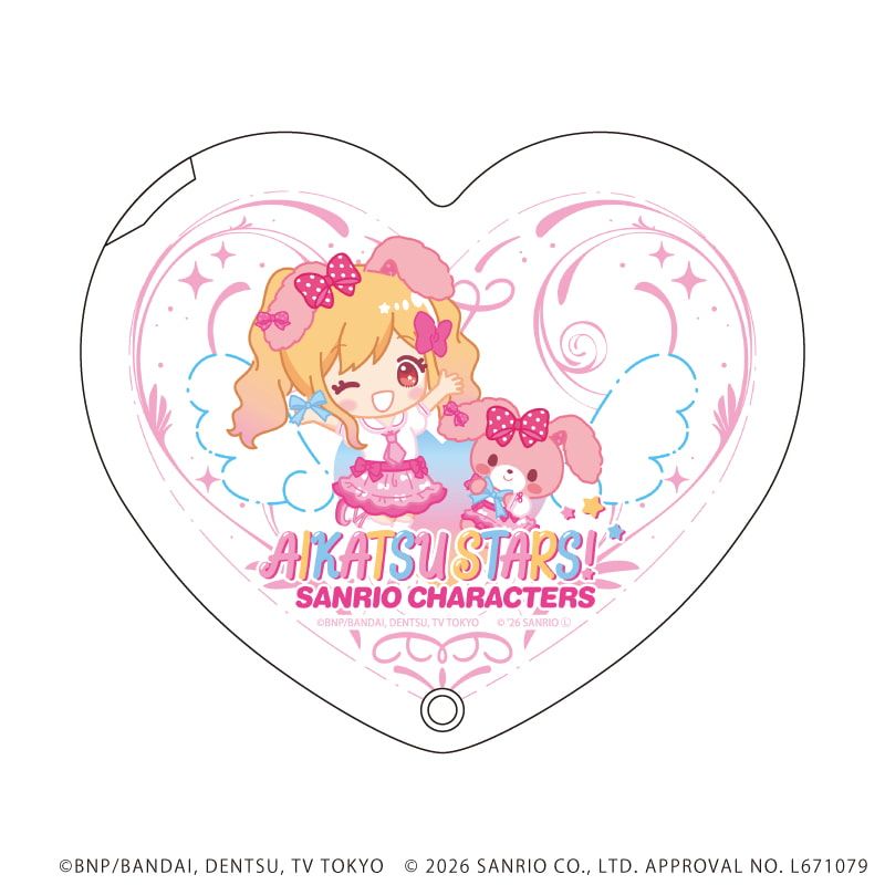 ハート型スライドミラー「アイカツスターズ！×サンリオキャラクターズ」01/虹野ゆめ×ぼんぼんりぼん(コラボイラスト(ミニキャラ))