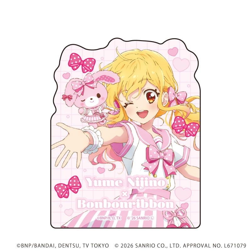 オーロラステッカー「アイカツスターズ！×サンリオキャラクターズ」01/虹野ゆめ×ぼんぼんりぼん(コラボイラスト(等身))