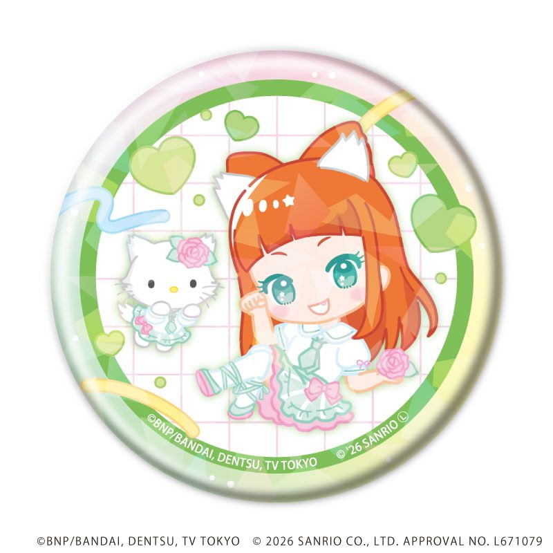 ホログラム缶バッジ(57mm)「アイカツスターズ！×サンリオキャラクターズ」04/トレーディング(10種)(コラボイラスト(ミニキャラ))