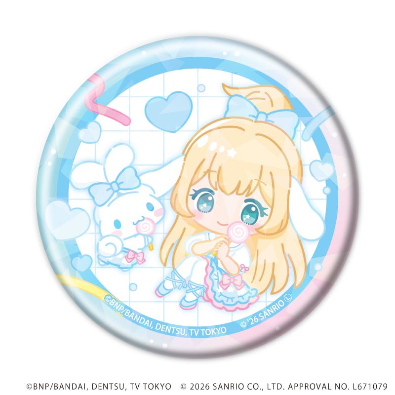 ホログラム缶バッジ(57mm)「アイカツスターズ！×サンリオキャラクターズ」04/トレーディング(10種)(コラボイラスト(ミニキャラ))