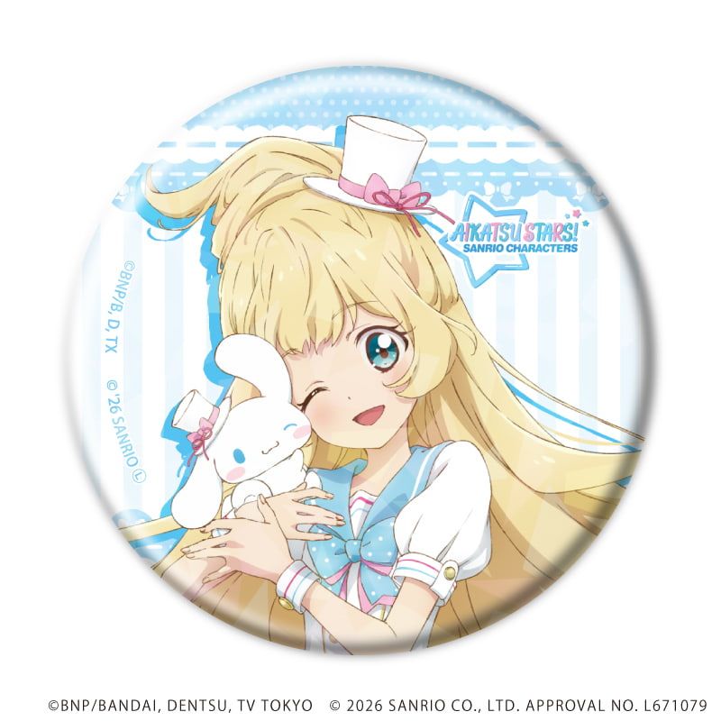 ホログラム缶バッジ(57mm)「アイカツスターズ！×サンリオキャラクターズ」03/トレーディング(5種)(コラボイラスト(等身))