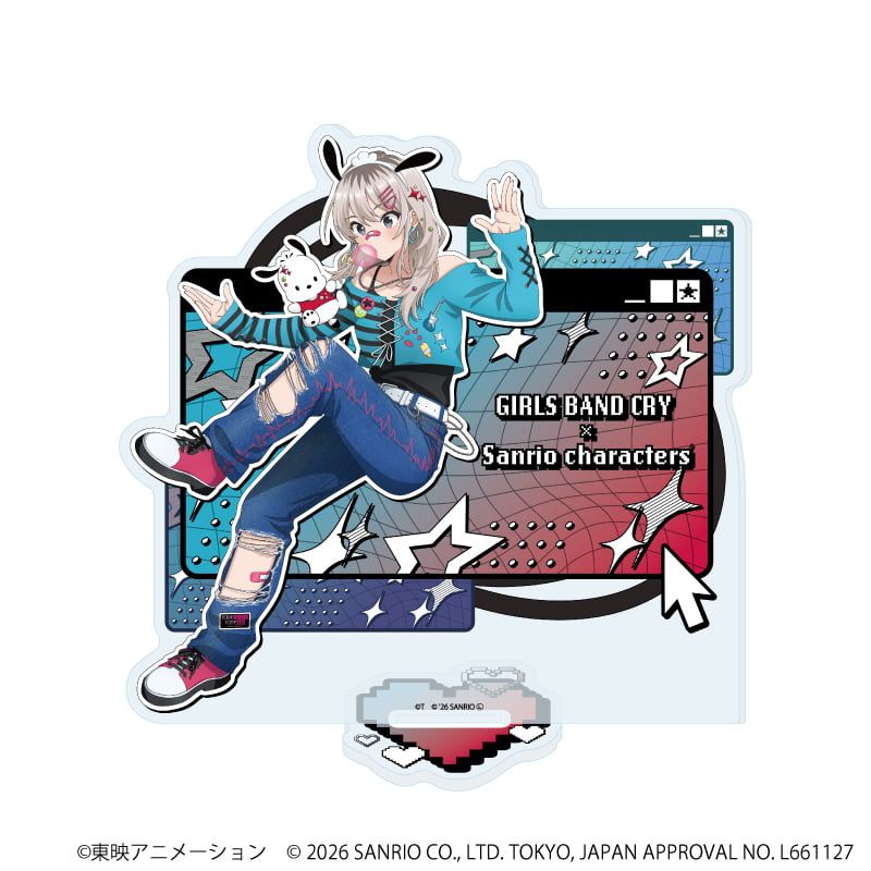 アクリルスタンド「ガールズバンドクライ×サンリオキャラクターズ」29/河原木 桃香×ポチャッコ(コラボイラスト)