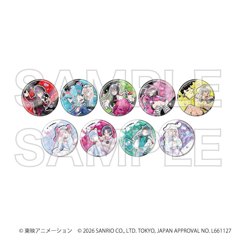 ホログラム缶バッジ(57ｍｍ)「ガールズバンドクライ×サンリオキャラクターズ」03/コンプリートセット(全9種)(コラボイラスト)