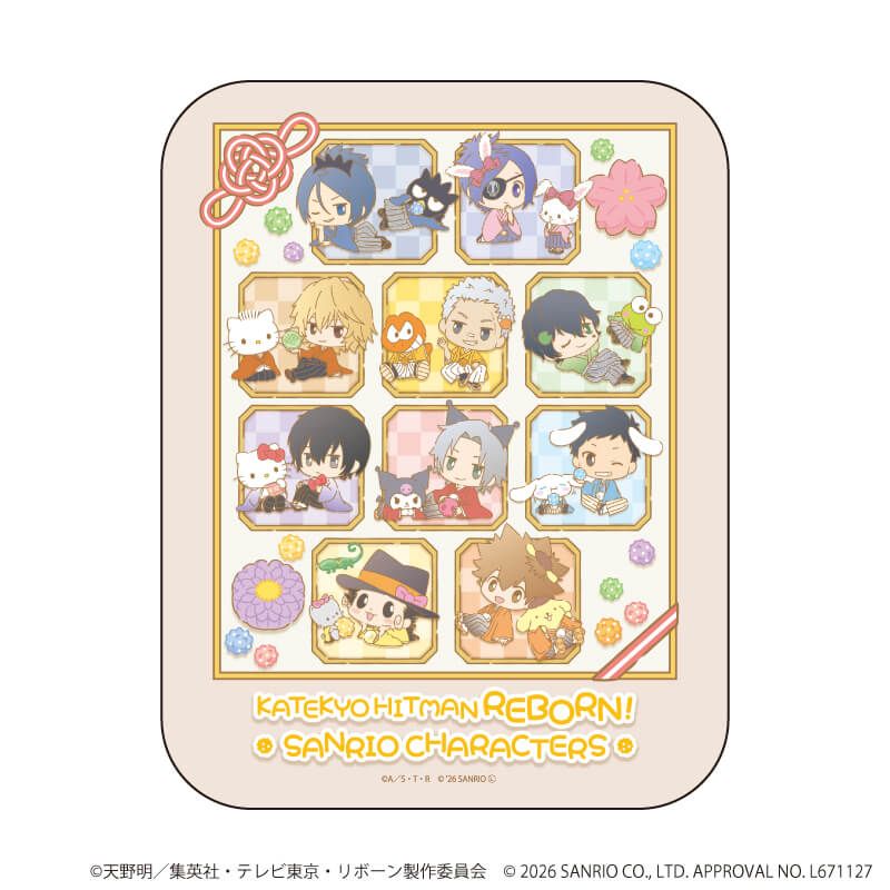 ブリューム缶小物入れ「家庭教師ヒットマンREBORN!×SANRIO CHARACTERS」02/集合デザイン(コラボイラスト)