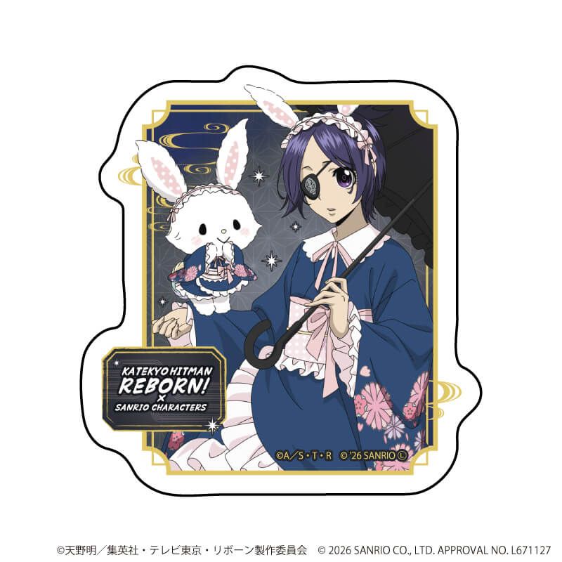 ダイカットスマホステッカー「家庭教師ヒットマンREBORN!×SANRIO CHARACTERS」30/クローム髑髏×ウィッシュミーメル(コラボイラスト)