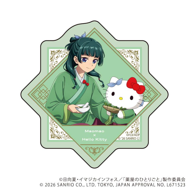 ダイカットスマホステッカー「TVアニメ『薬屋のひとりごと』×サンリオキャラクターズ」01/猫猫×ハローキティ(コラボイラスト)