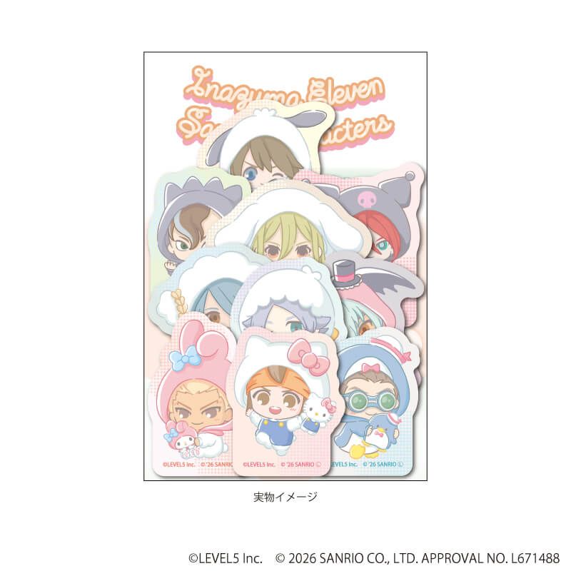 フレークシール(10枚セット)「イナズマイレブン×サンリオキャラクターズ」01/集合(コラボイラスト)