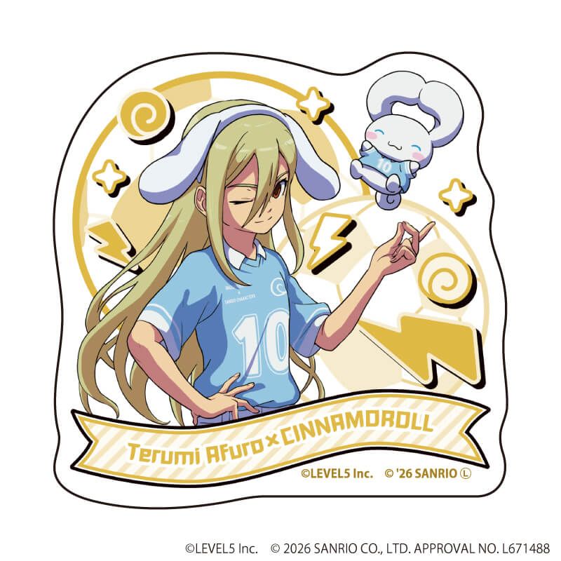 ダイカットステッカー「イナズマイレブン×サンリオキャラクターズ」07/亜風炉照美×シナモロール(コラボイラスト)