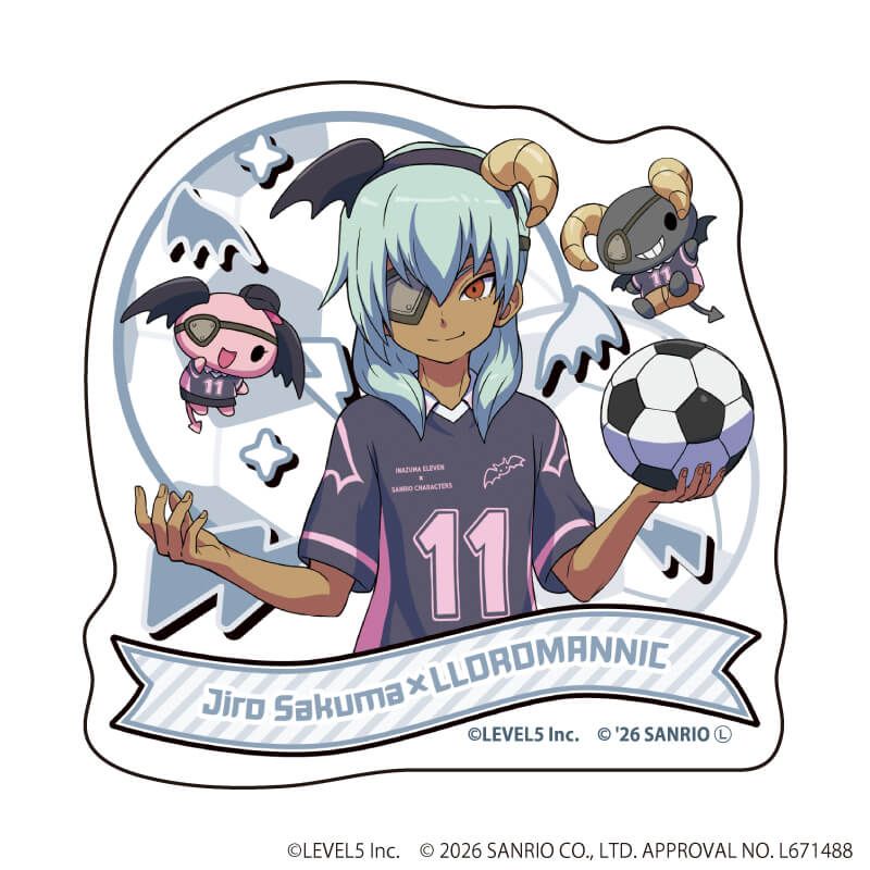 ダイカットステッカー「イナズマイレブン×サンリオキャラクターズ」06/佐久間次郎×ルロロマニック(コラボイラスト)