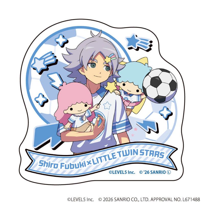 ダイカットステッカー「イナズマイレブン×サンリオキャラクターズ」05/吹雪士郎×リトルツインスターズ(コラボイラスト)