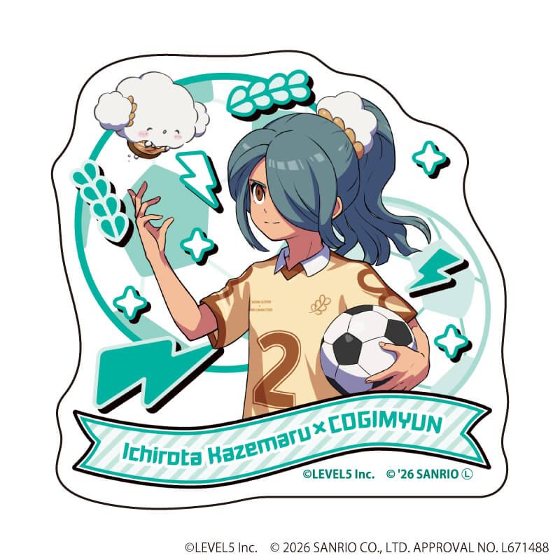 ダイカットステッカー「イナズマイレブン×サンリオキャラクターズ」04/風丸一郎太×こぎみゅん(コラボイラスト)