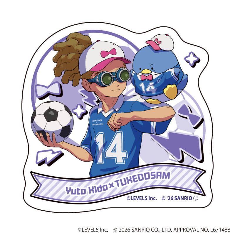 ダイカットステッカー「イナズマイレブン×サンリオキャラクターズ」03/鬼道有人×タキシードサム(コラボイラスト)