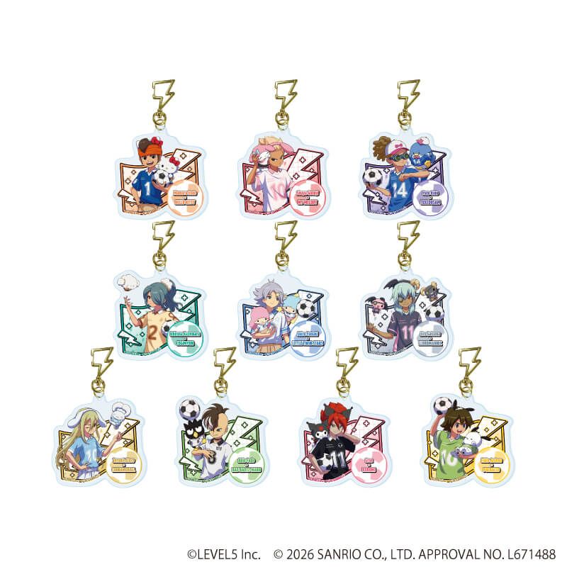 雷型ナスカン付きアクリルキーホルダー「イナズマイレブン×サンリオキャラクターズ」03/コンプリートセット(全10種)(コラボイラスト)