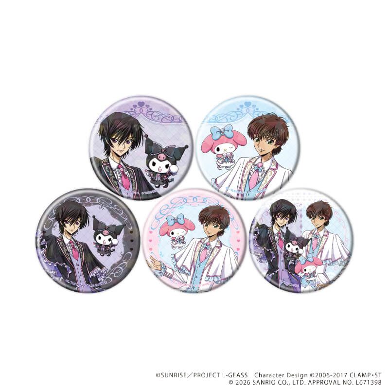 ホログラム缶バッジ(57mm)「コードギアス×サンリオキャラクターズ」01/コンプリートセット(全5種)(コラボイラスト)