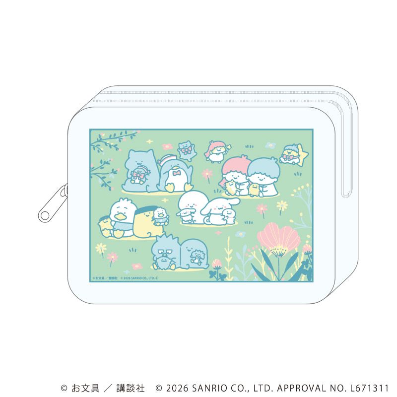 クリアポーチ「お文具といっしょ×サンリオキャラクターズ」01/集合デザイン(コラボイラスト)