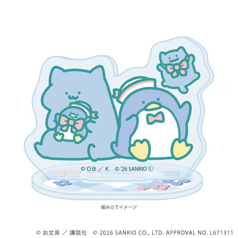 ミニアクリルスタンドプレート「お文具といっしょ×サンリオキャラクターズ」04/猫さん×タキシードサム(コラボイラスト)