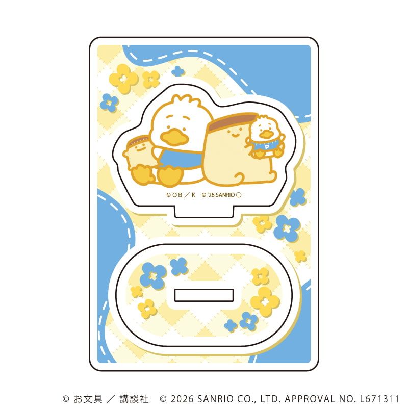 ミニアクリルスタンドプレート「お文具といっしょ×サンリオキャラクターズ」02/プリンさん×あひるのペックル(コラボイラスト)
